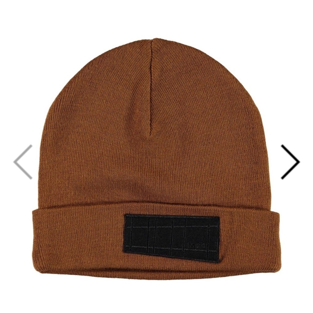 Molo Rust Knit Beanie with Black Patch